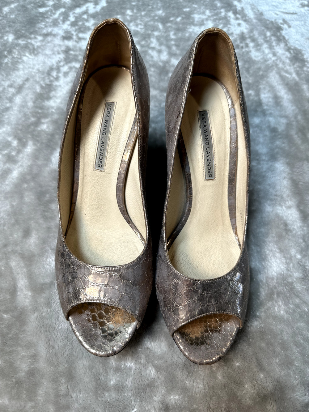 Vera Wang Lavender Selima Rose Gold Peep Toe Platform Heels Size 41 US 9.5